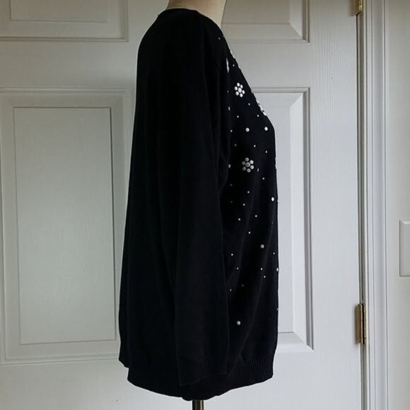 Sweater Cathy Daniels Cardigan Black Jacket Floral Women's WOMAN'S Extra Large - Picture 5 of 11